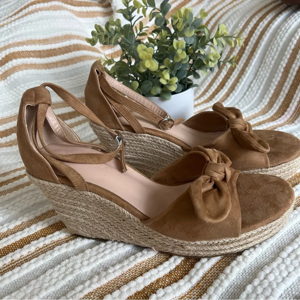 Rilista Womens Wedge Platform Sandals Cute Bowknot OpenToeEspadrille‎ High Heels